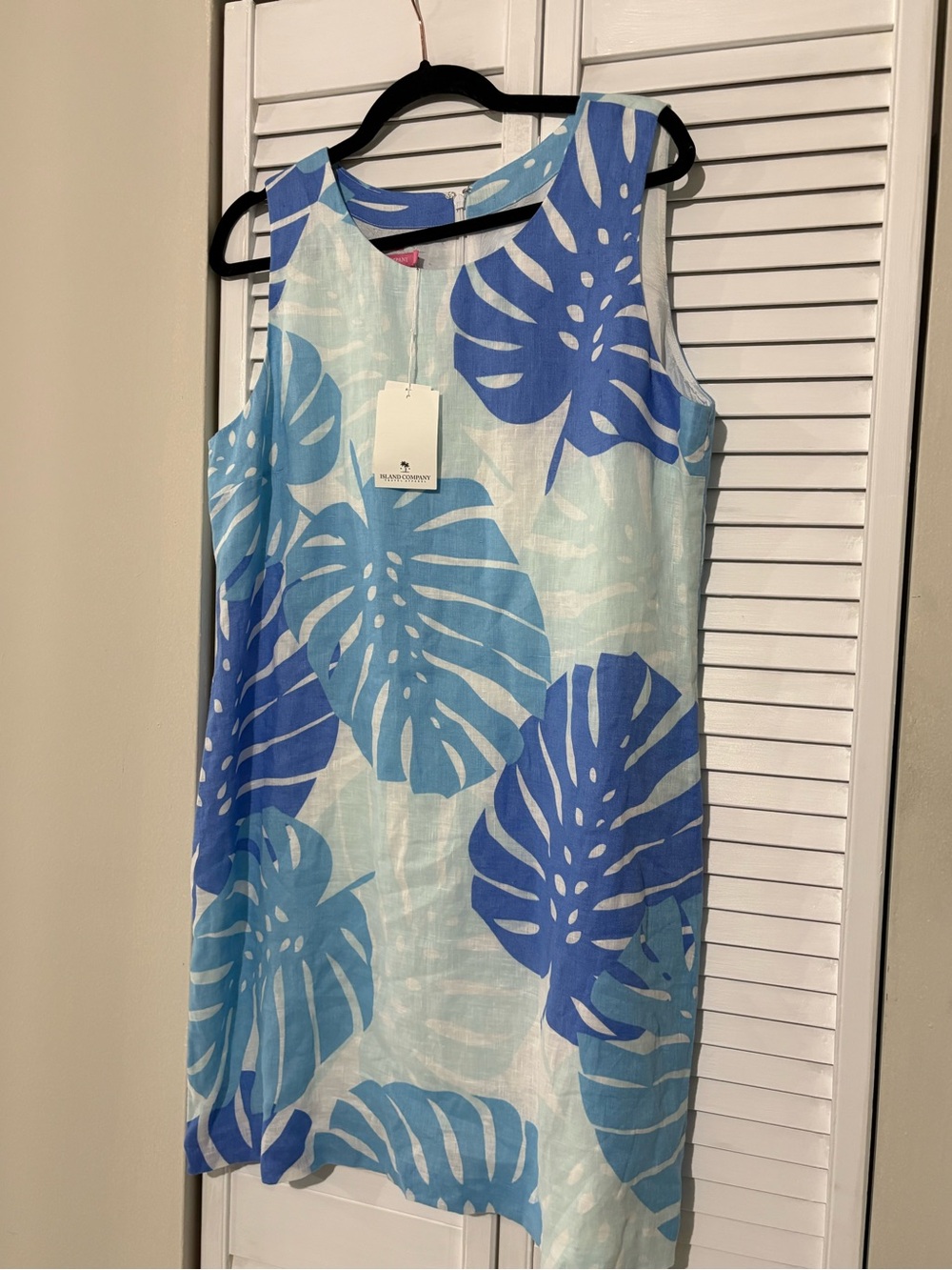 Island Company Blue Tropical Leaf Sleeveless Tunic